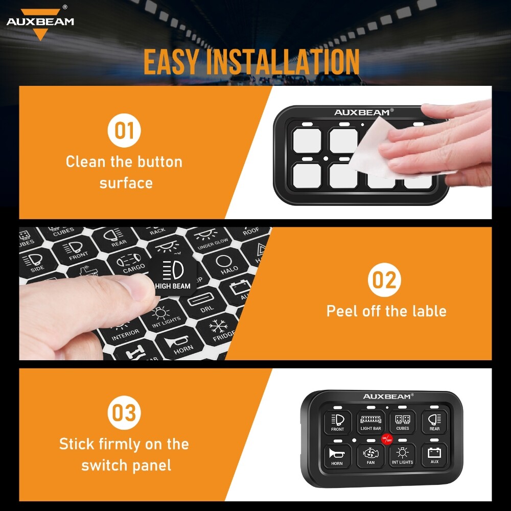 Auxbeam Switch Panel Sticker For 6/8 Gang Switch Panel Switch Control Label 160x