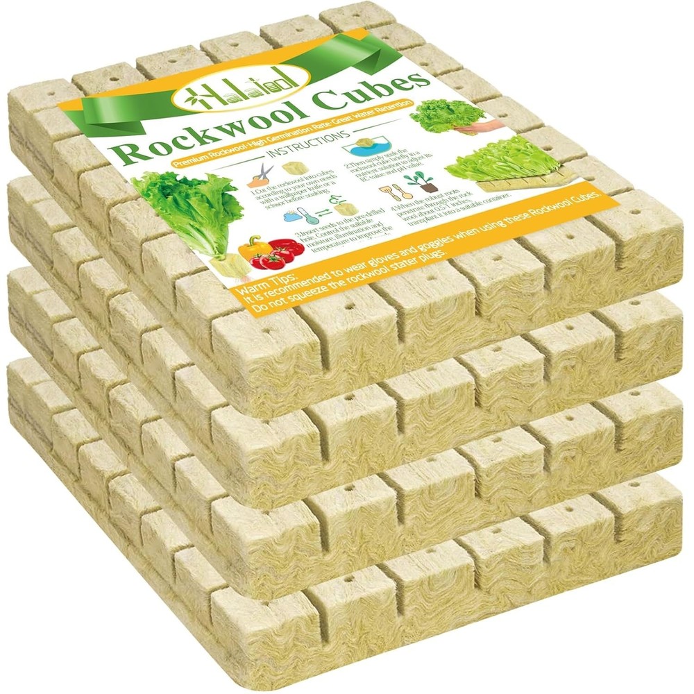 192 Plugs Rockwool Cubes Hydroponics Germination Seedlings