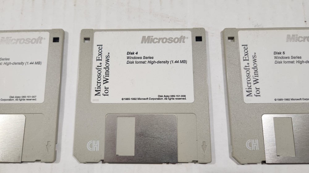 Vintage 3.5" Floppy Disks Microsoft Excel For Windows Disk 1-5