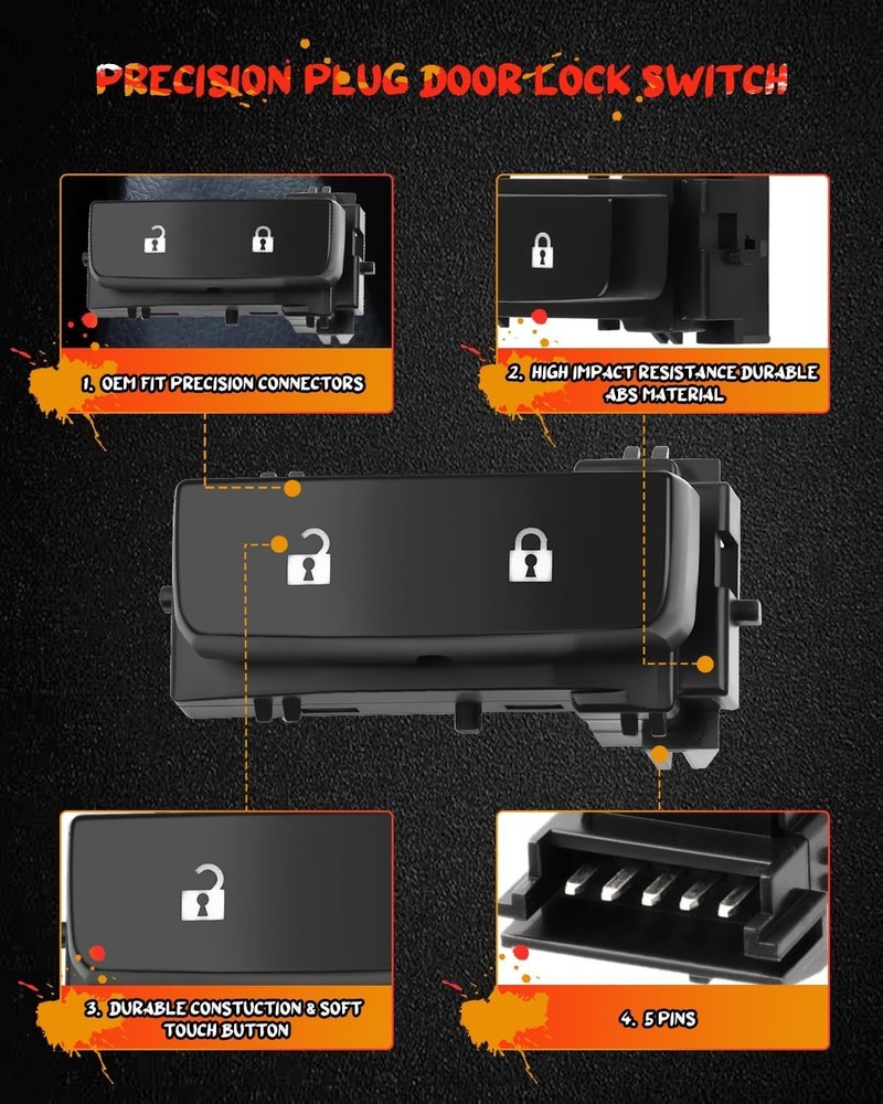 Door Lock Switch Control Switch Replacement fit for Silverado 1500 2500HD 2008-2