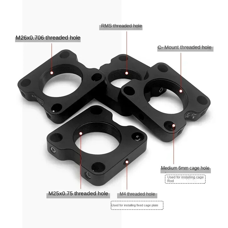 RMS / M25 / M26 / C-Mount Internal Thread Hole Compatible with 30mm Cage System