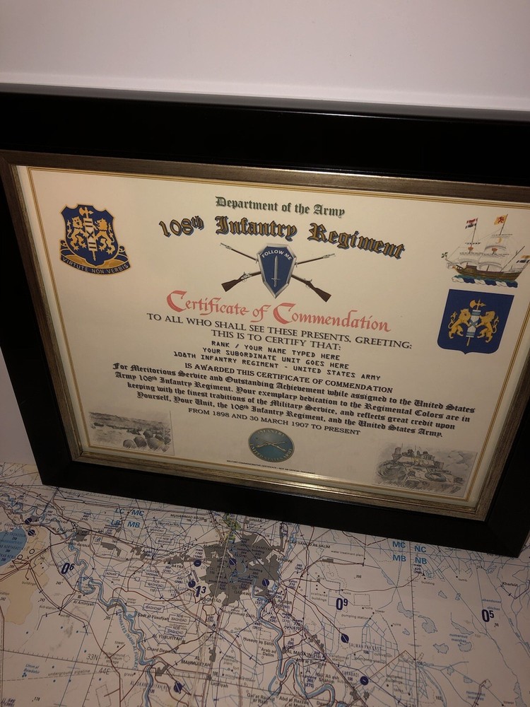 108TH INFANTRY REGIMENT / COMMEMORATIVE - CERTIFICATE OF COMMENDATION