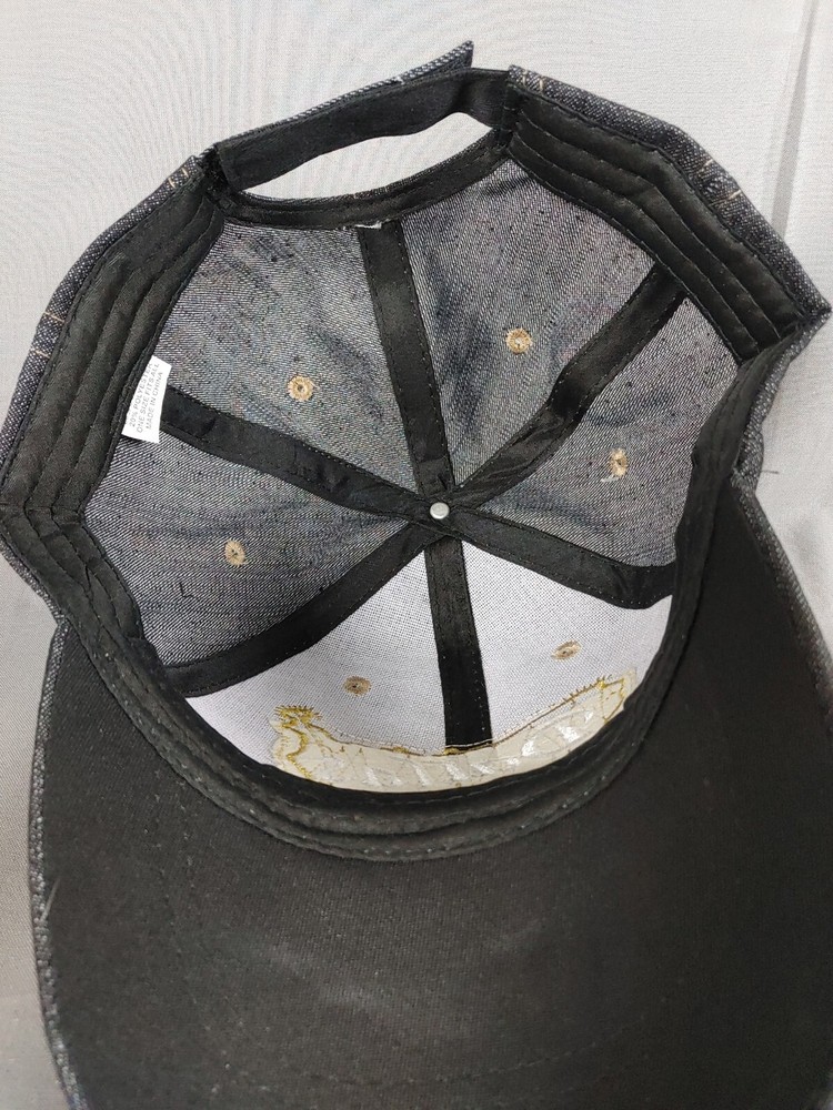 Dallas Black Denim Ball Cap Embordered Bill & Patch Adjustable New with Tags