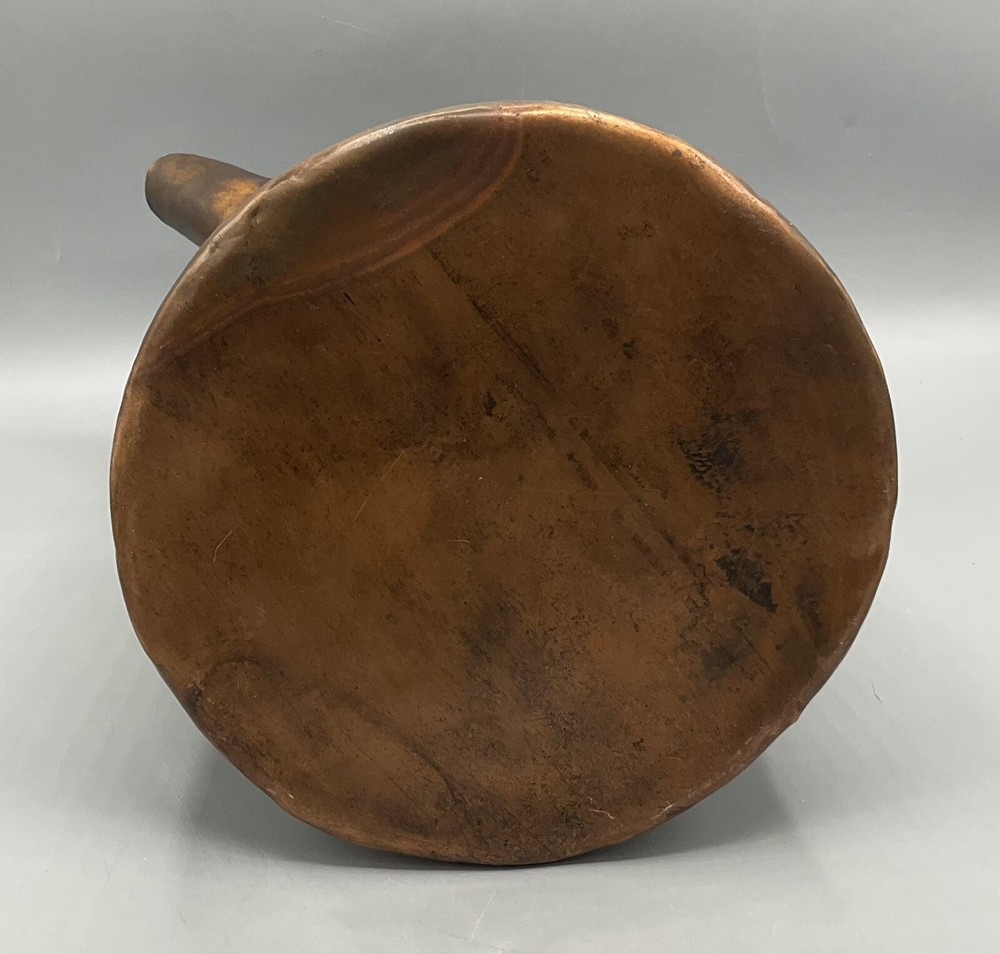 READ Vtg Primitive Hammered Copper Wrought Iron Handle Pitcher 10" LEAK READ