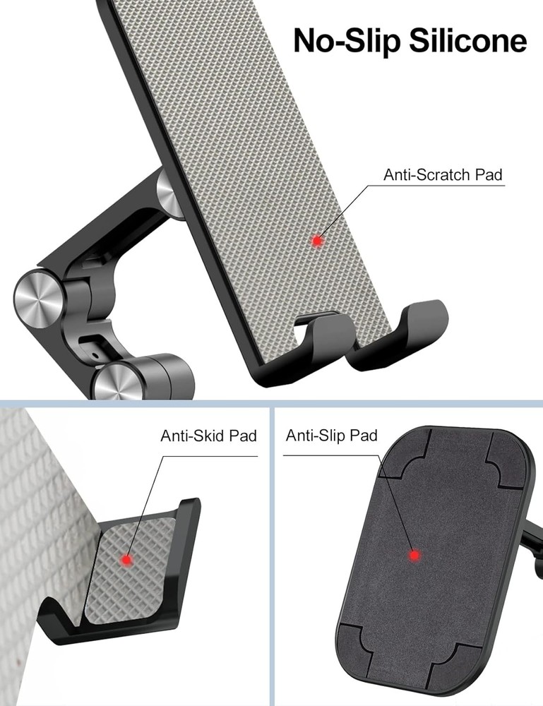 OCYCLONE Phone Stand, Adjustable Height and Angle Foldable Cell Black