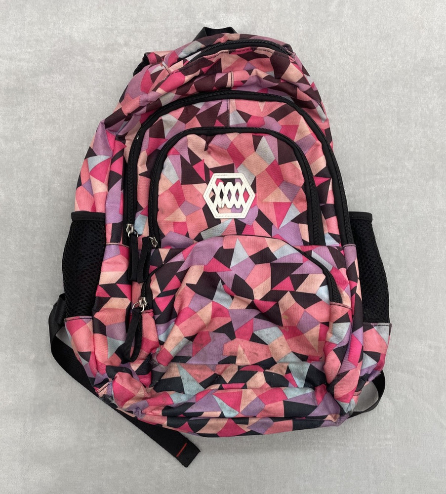 Bansusu Backpack Unisex One Size Pink Geometric Pattern School Travel Bag