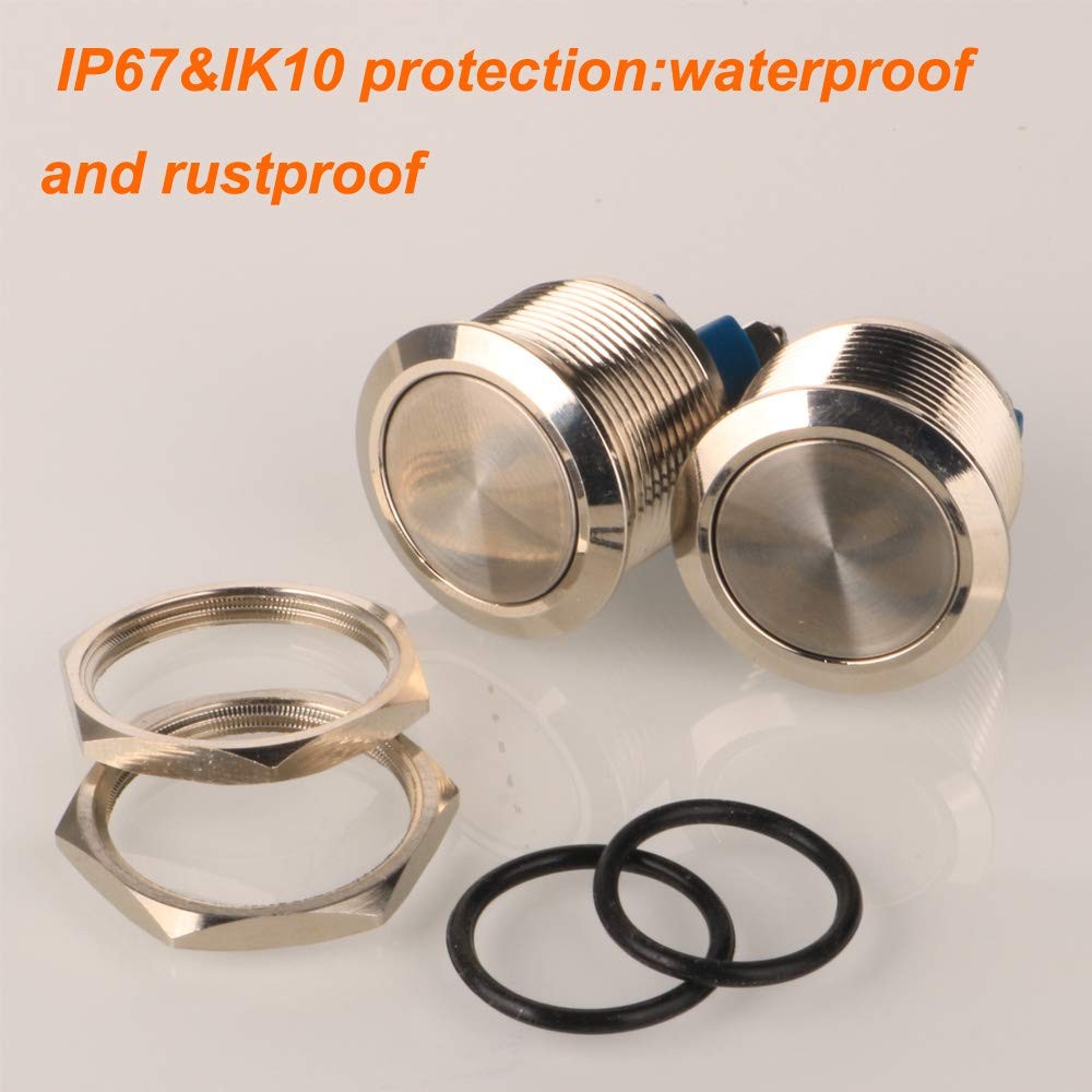 Gebildet 2pcs 22mm Latching Push Button Switch silver-E511