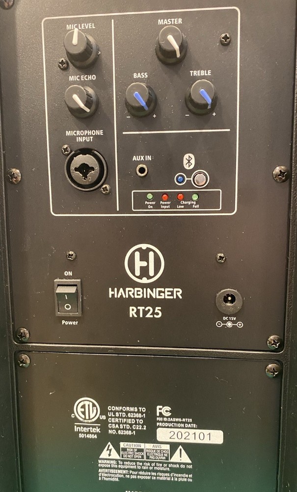 Harbinger RT25 Portable Bluetooth Speaker With Upgraded Audio, Technic Microphon