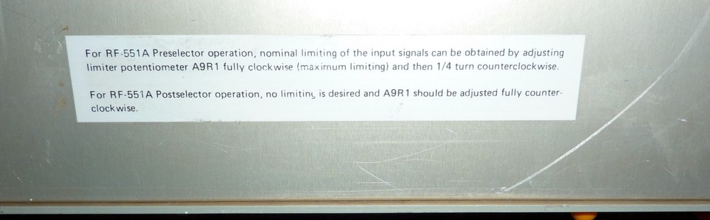 Harris RF-551A Preselector Very Good Condition