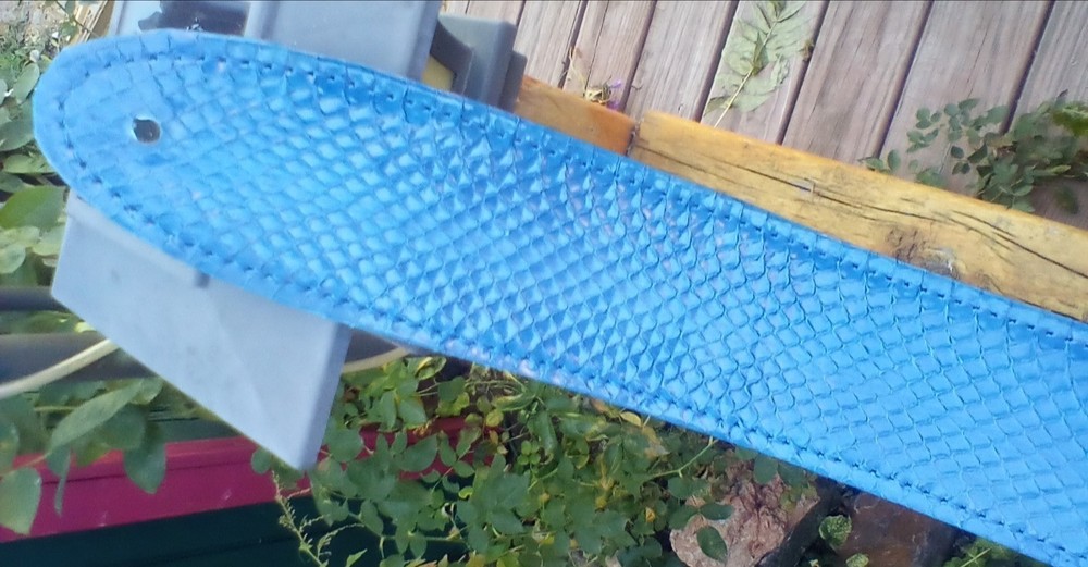 Genuine cobra Light blue snakeskin guitar strap