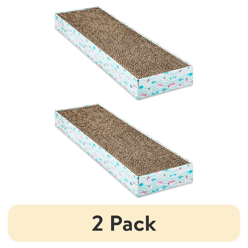 (2 pack) Durable Corrugated Cardboard Cat Scratching Pad, Multicolored, One