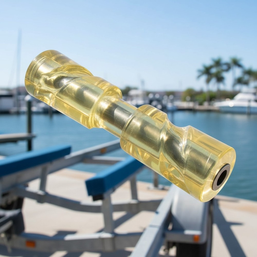 Durable Aluminum Yellow Self-Centering Roller for Effortless Boat Loading