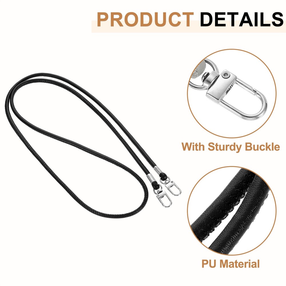 Crossbody Replacement Chain Strap, 120cm Thin Soft PU Strap (Black)