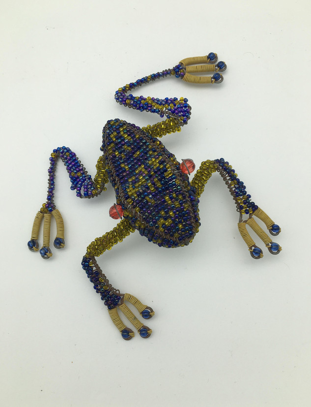 VINTAGE HANDMADE BEADED FROG