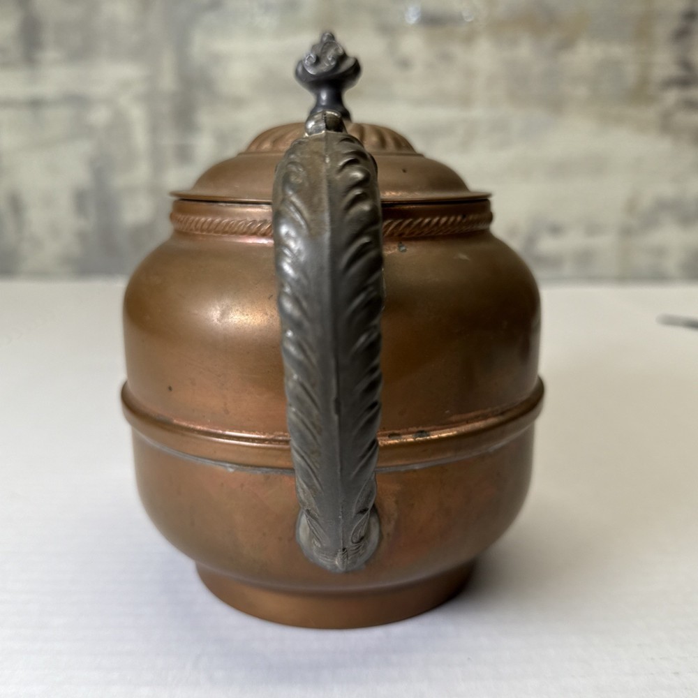 Antique Ornate Copper & Pewter Teapot