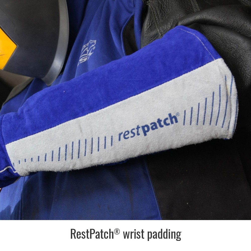 Black Stallion 21" Split Cowhide Stick Gloves with RestPatch (Large) (GS1321-BG)