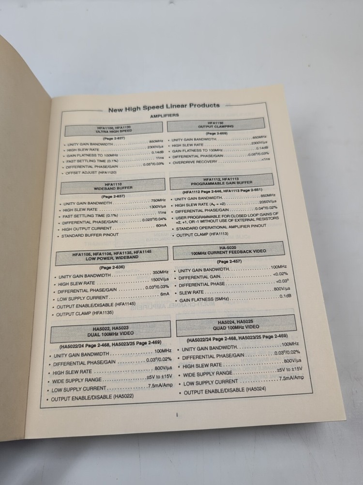 Electronics Book: Harris Semiconductor, Linear And Telecom Analog Signal 1993-94