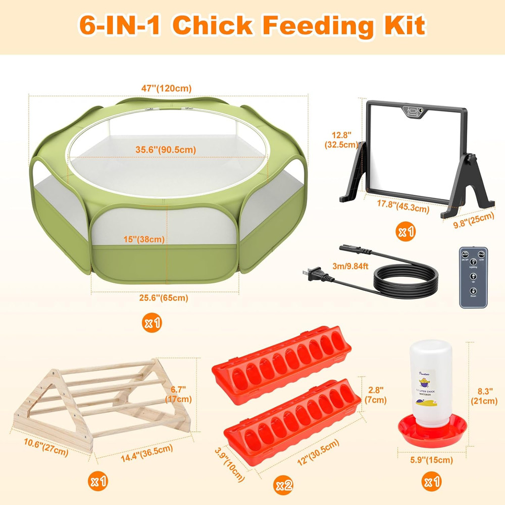 Pawaboo 6-In-1 Chicken Brooder Box for Chick Starter Kit, Includes Pet Cage Tent