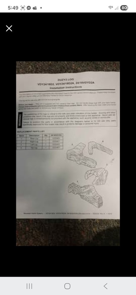 4 piece Duzy2 Gas Fireplace Replacement Logs.