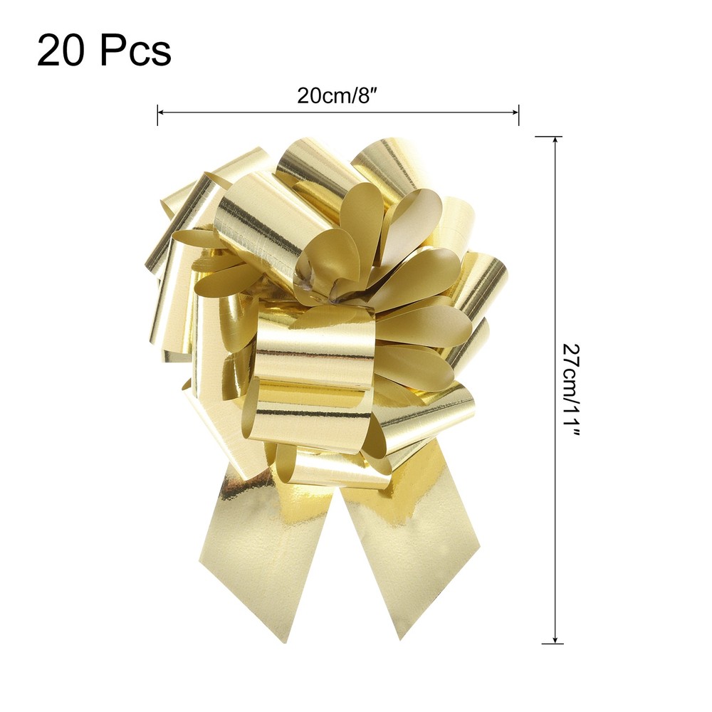 10pcs 8" Metallic Large Big Pull Bow Gift Wrapping Bows Ribbon Gold