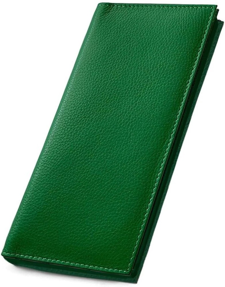 Emerald Green Basic Genuine Leather Checkbook Cover for Men & Women
