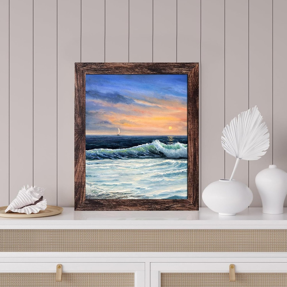 8X10 Picture Frame Brown for Wall Mounting or Tabletop Display, 2 Pack