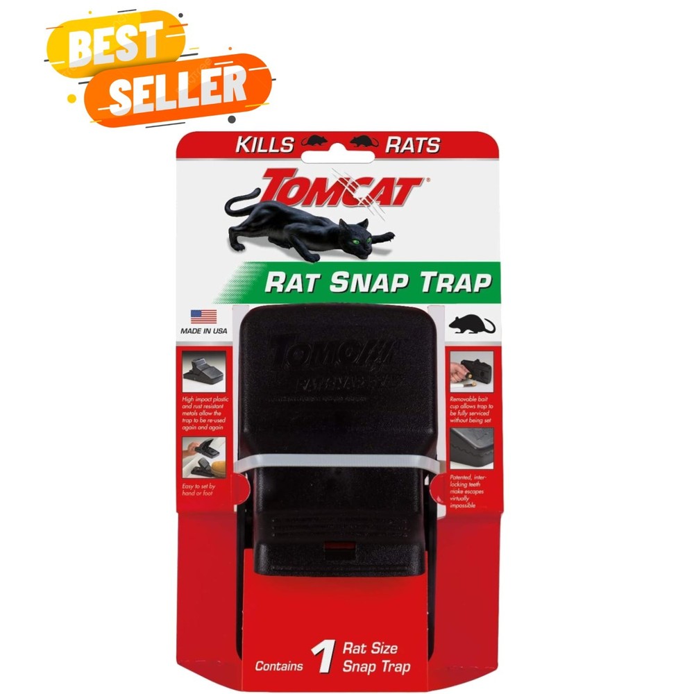 Compact Rat Snap Trap, Reusable Design for Efficient Rodent Elimination - 1-Pack