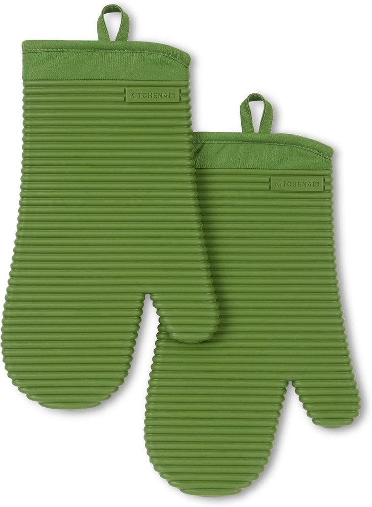 Ribbed Soft Silicone Oven Mitt 2-Pack Set 7.5"x13" Milkshake