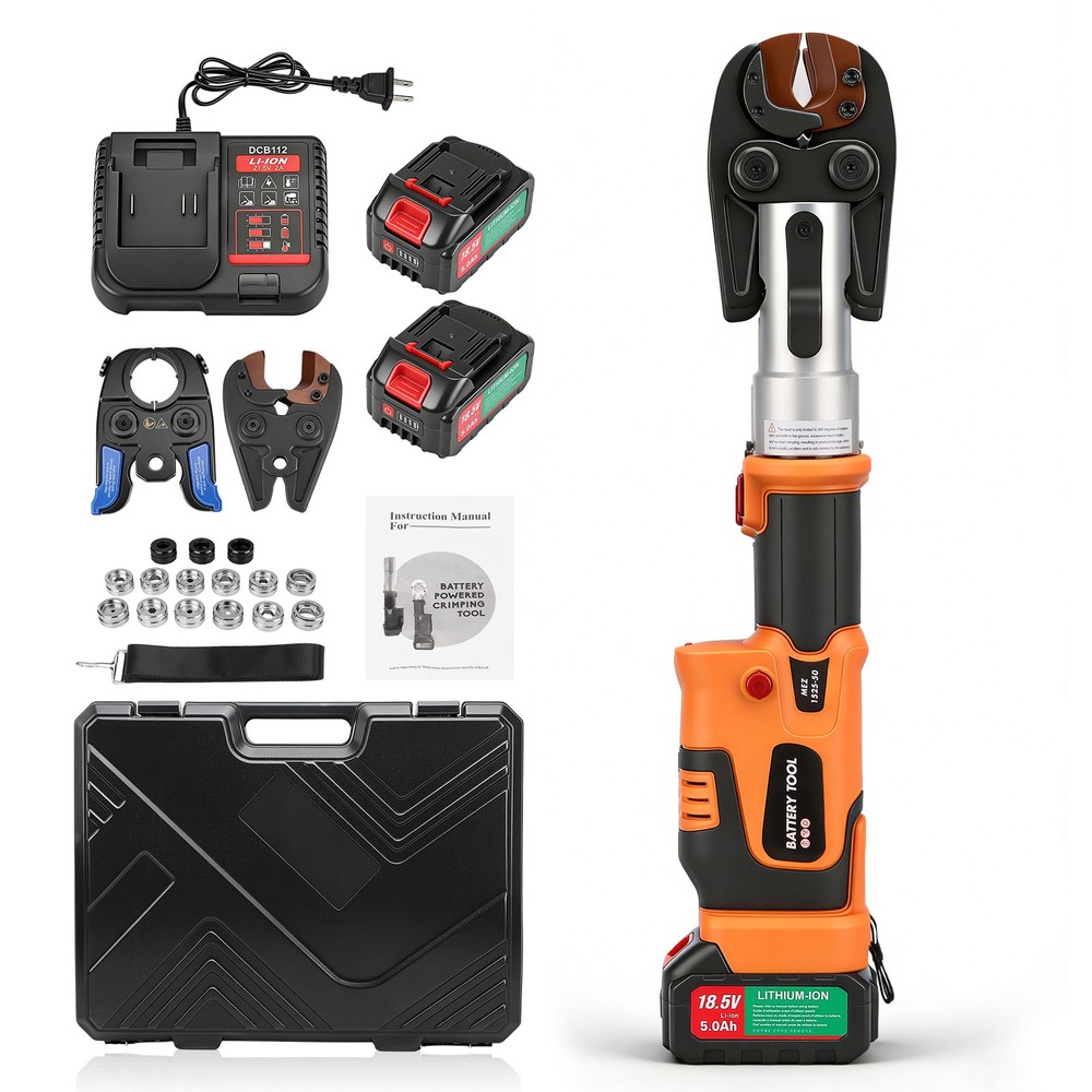 Pro Press Tool Pipe Crimping Kit Press Tool Battery Kit For 1/2" 3/4" 1" Copper