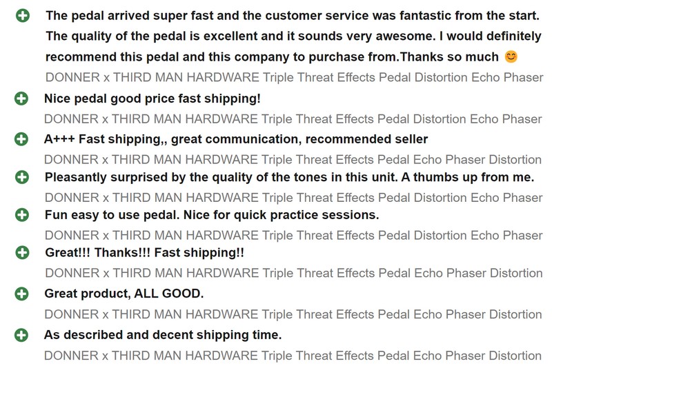 DONNER x THIRD MAN HARDWARE Triple Threat Effects Pedal Echo Phaser Distortion