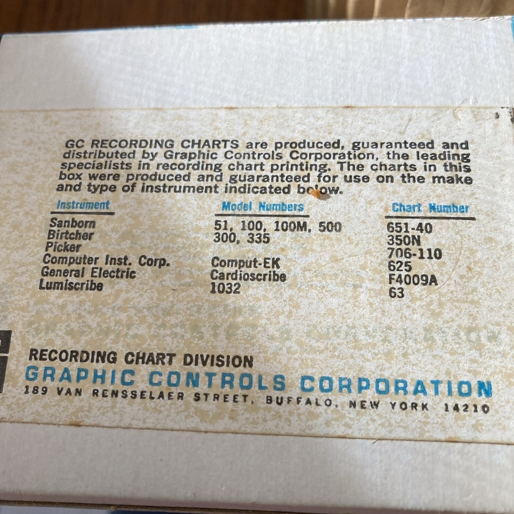Graphic Controls ECG-100 Recording Chart Paper 2 Rolls Original Box