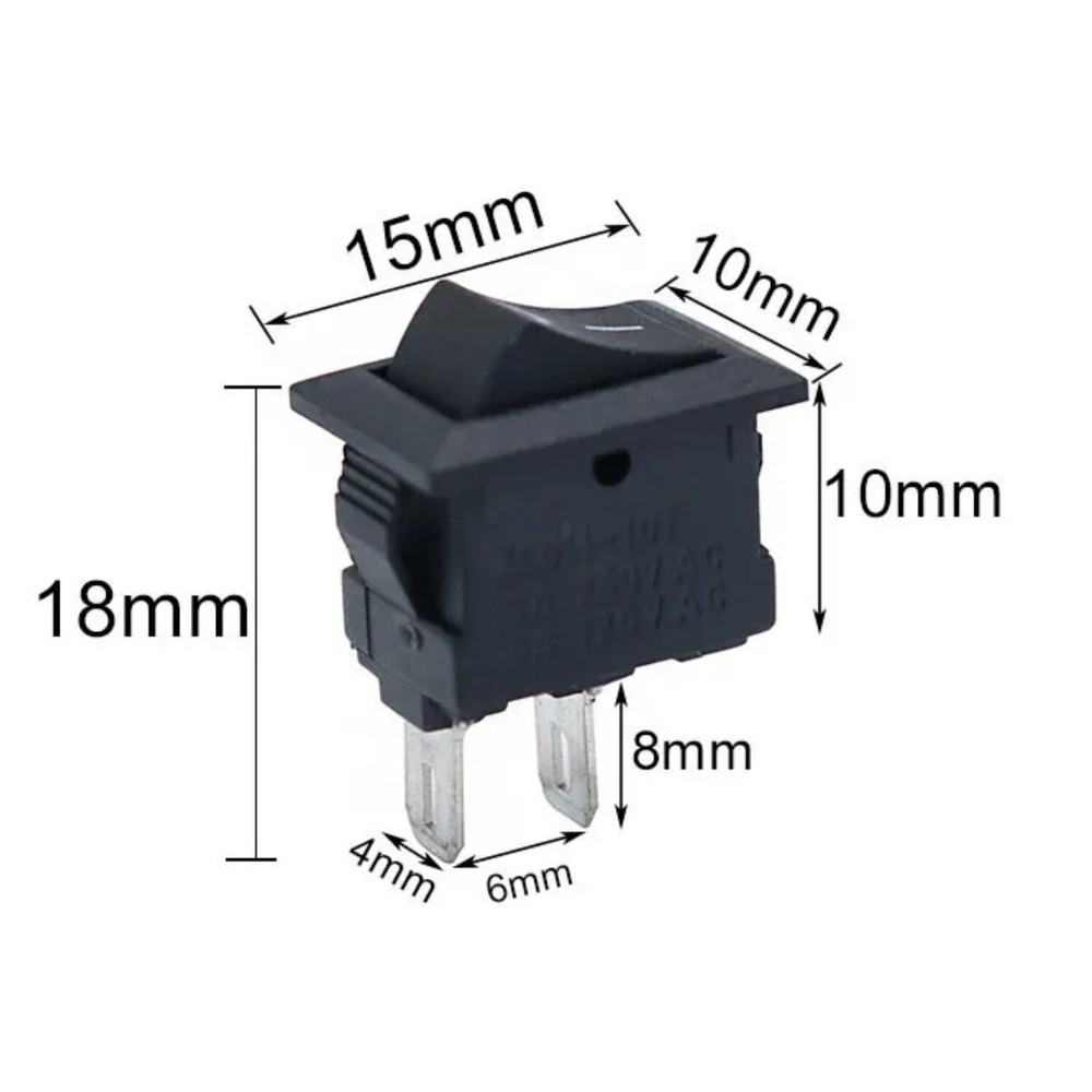 10pcs Black Rocker Switch Lot Small Panel 6A 250V