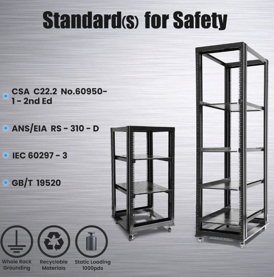 15U 4-Post 19" IT Server Network Audio Data Rack Open Frame 600mm