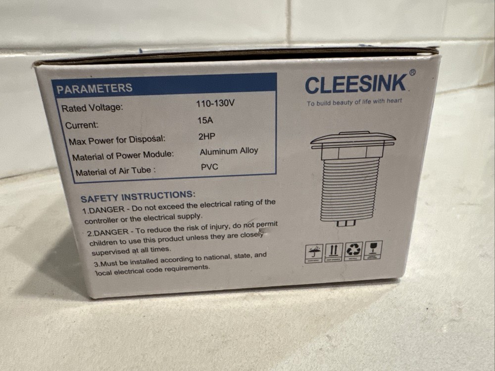 Cleesink Garbage Disposal Air Switch Kit Brushed Copper Colored Button NEW