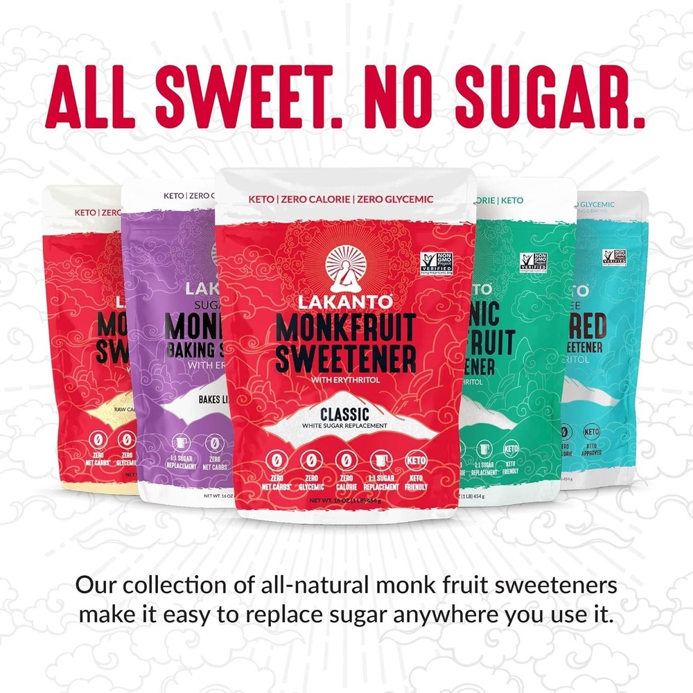 Classic Monk Fruit Sweetener with Erythritol - White Sugar Substitute, Zero C...
