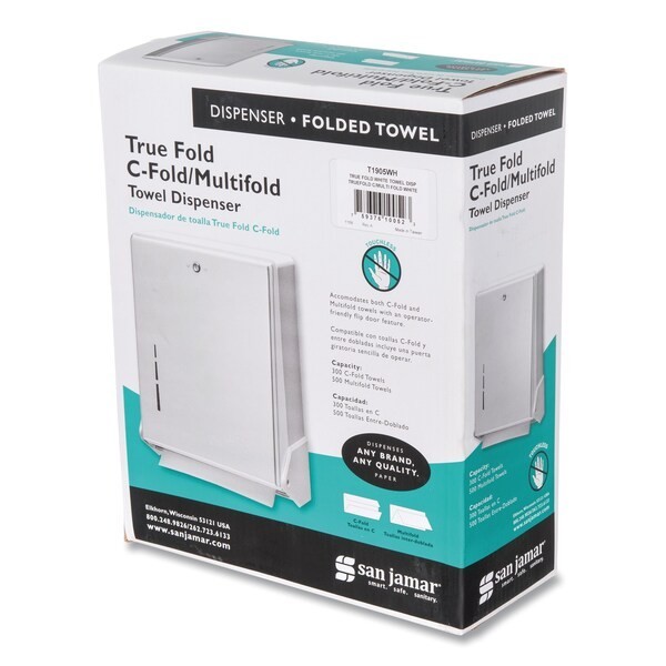 True Fold Metal Front C-FOLD / MULTI-FOLD Towel Dispenser WHITE (T1906SJW1)