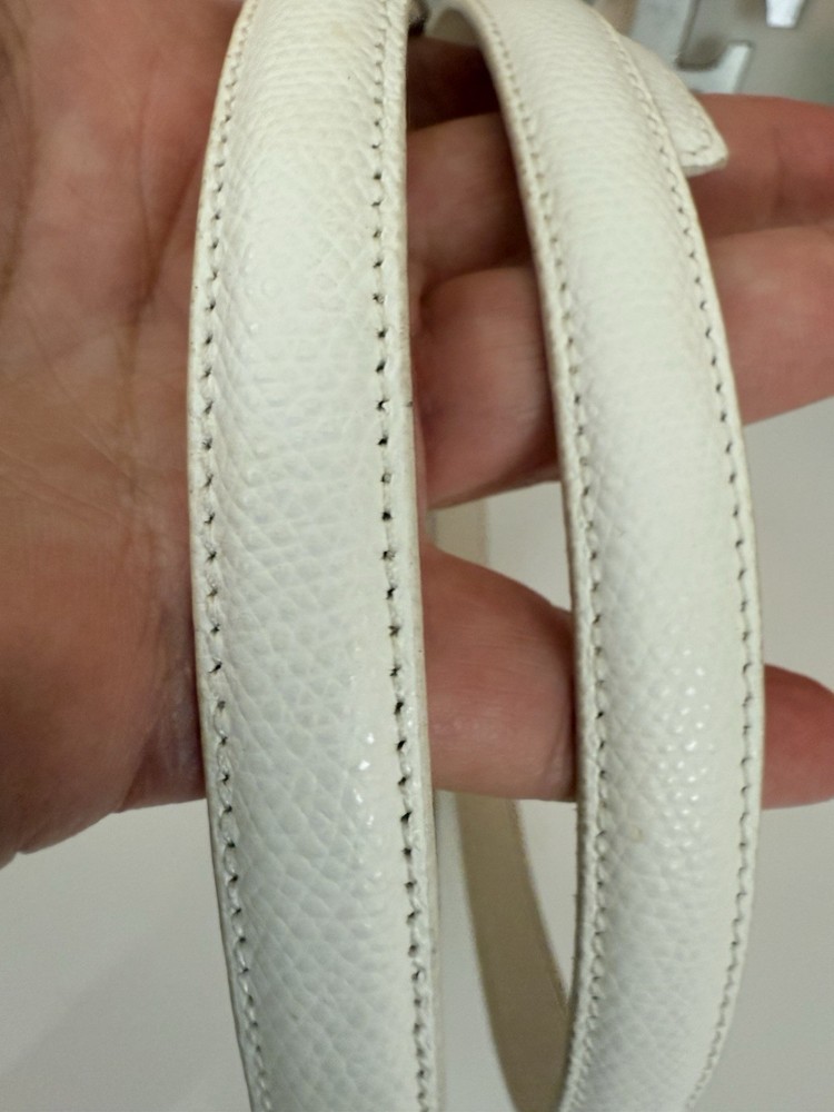 Terry Stack Size XL Minimalist Belt Off White Italian Leather Hook Loop Closure