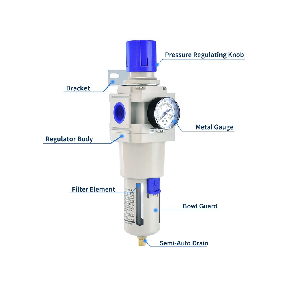 1" NPT Air Compressor Filter - Air Pressure Regulator Filter Combo,Compressed...