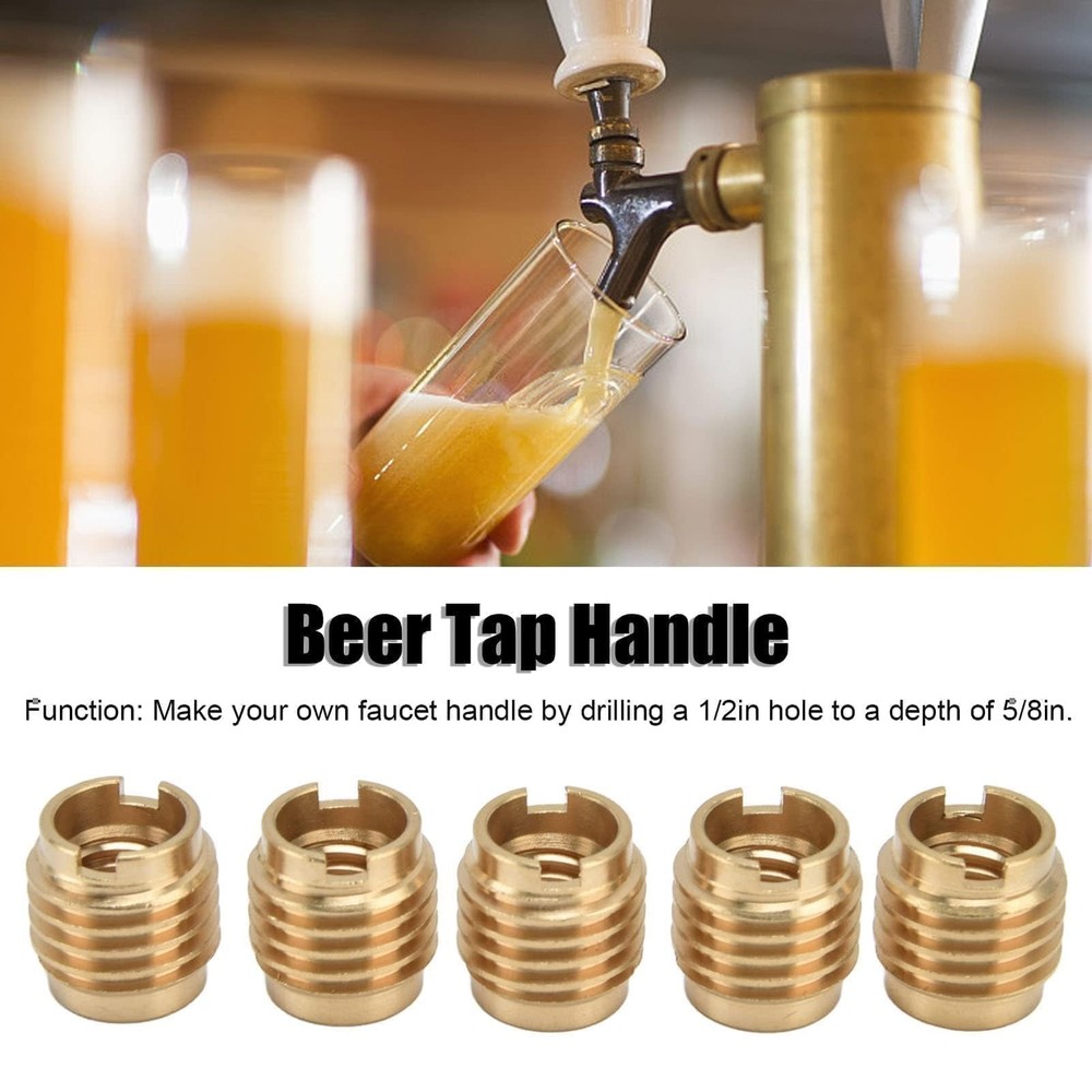 10 PCS Threaded Inserts, Brass Dual-Threaded Insert for Wooden Tap Handle Bee...