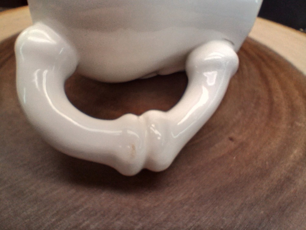 Skeleton Skull Mug by Applause Halloween Decor White Bone Handle "READ"