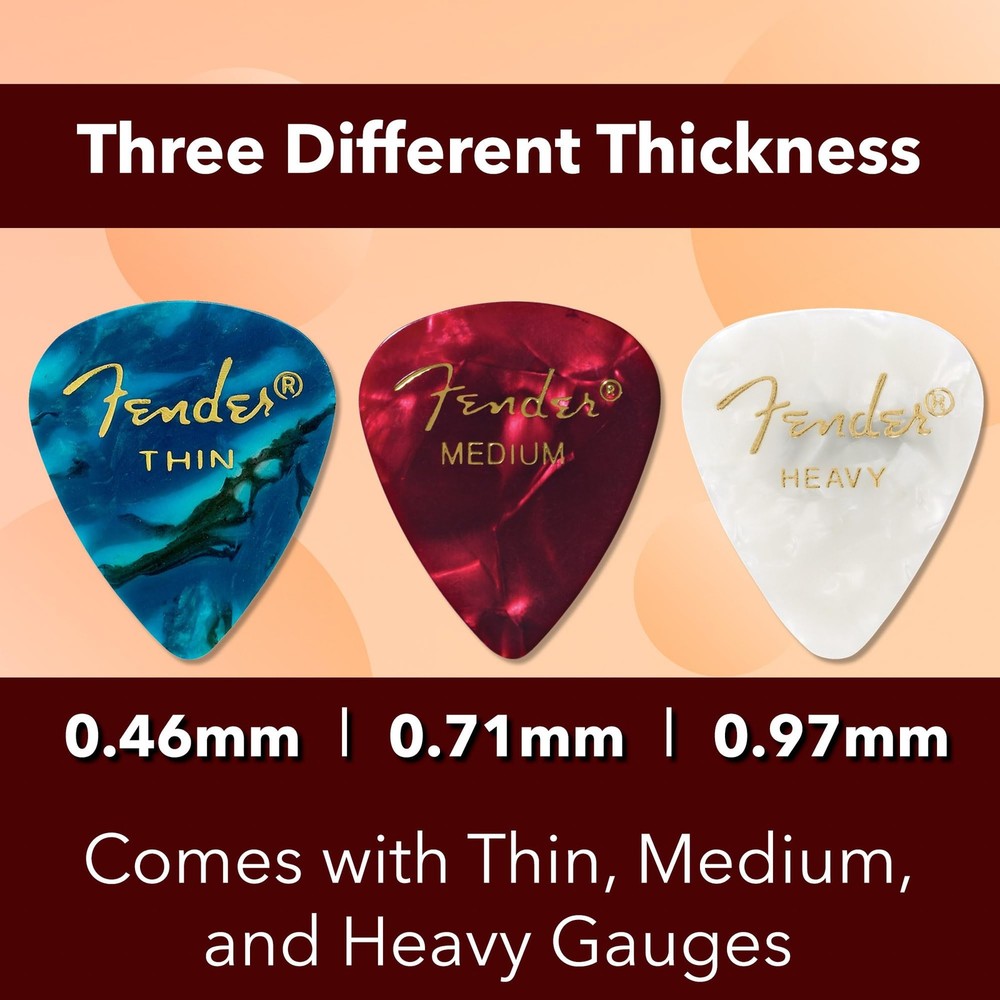 Fender Premium Picks Sampler - 12 Pack (Thin, Medium, Heavy Gauges)