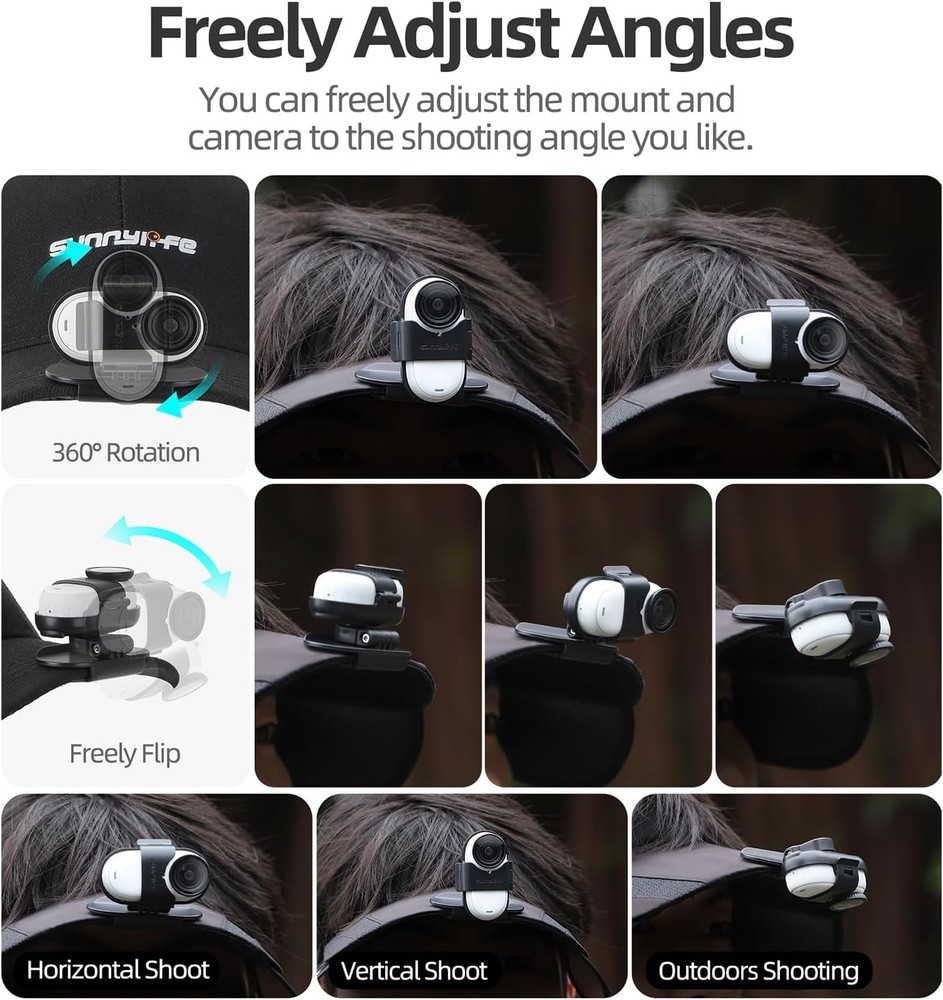 Baseball Hat Clip for Insta360 Go 3s, Vertical & Horizontal Adjustable...