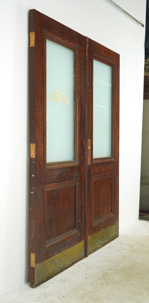 Half Lite One Panel Oak Double Doors 88.875 x 69.25 in.