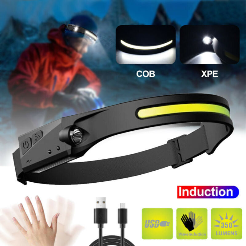 1-10Pack COB Headlamp Night Buddy LED Motion Sensor Head Torch Headlight Lamp