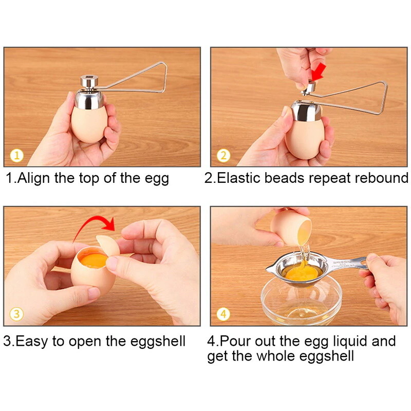 Stainless Steel Egg Topper Cutter Shell Opener Boiled Raw Egg Cracker Knocker