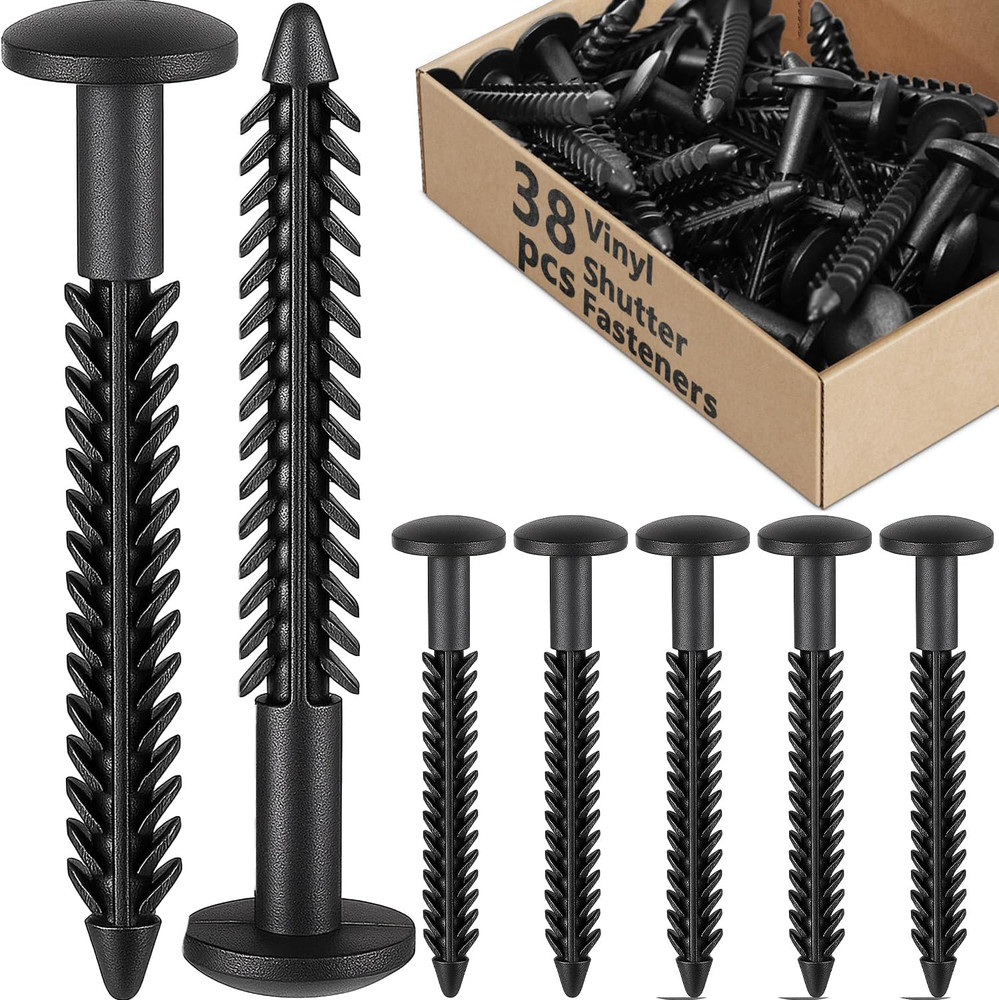 38 Pack Vinyl Shutter Fasteners for Windows Outside, Plastic Shutter Screws Exte