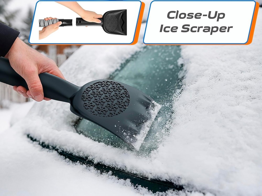 Compact Snow Brush & Ice Scraper - 42.4 Inch Extendable Handle for Cars & SUVs
