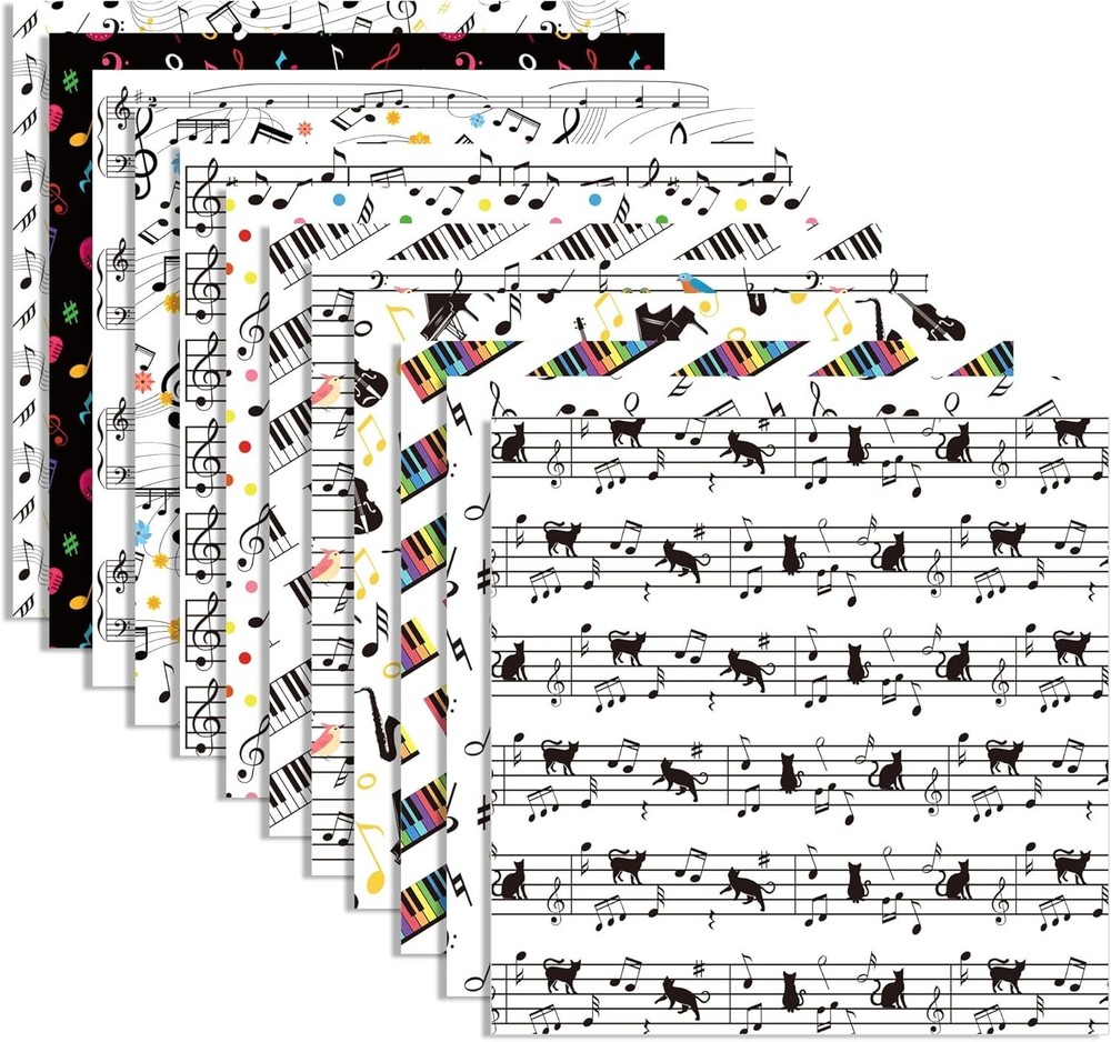 24 Sheets Music Notes Pattern Paper 12" X 12" Double-Sided Musical Notes Scrapbo