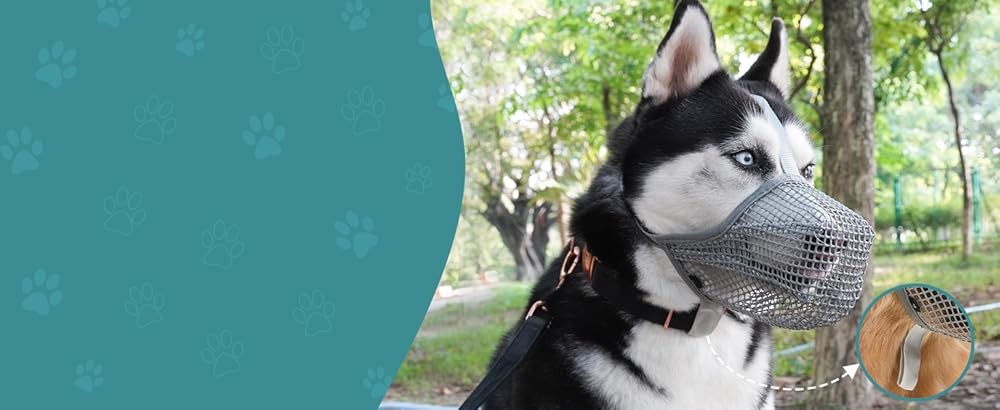 Dog Muzzle, Patented Mesh Muzzles for Small Medium Lar Dogs,