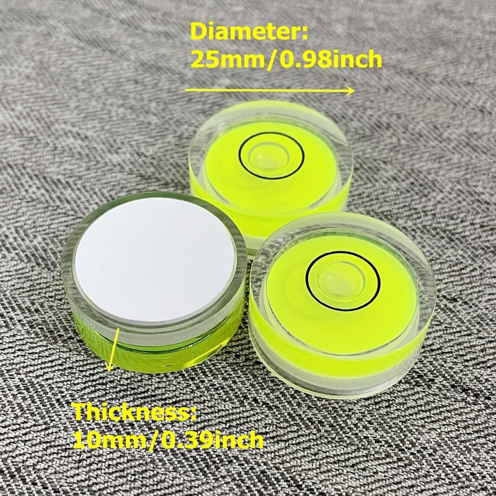 4Pcs Mini Circular Bubble Levels with Adhesive Back for Camera Tripod 25x10mm